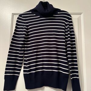 FRENCH CONNECTION | Navy & White Stripe Turtleneck Knit Sweater Size M